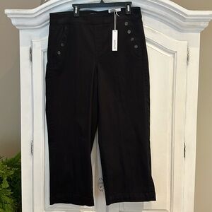 Chicos wide leg black jeans with button side detail